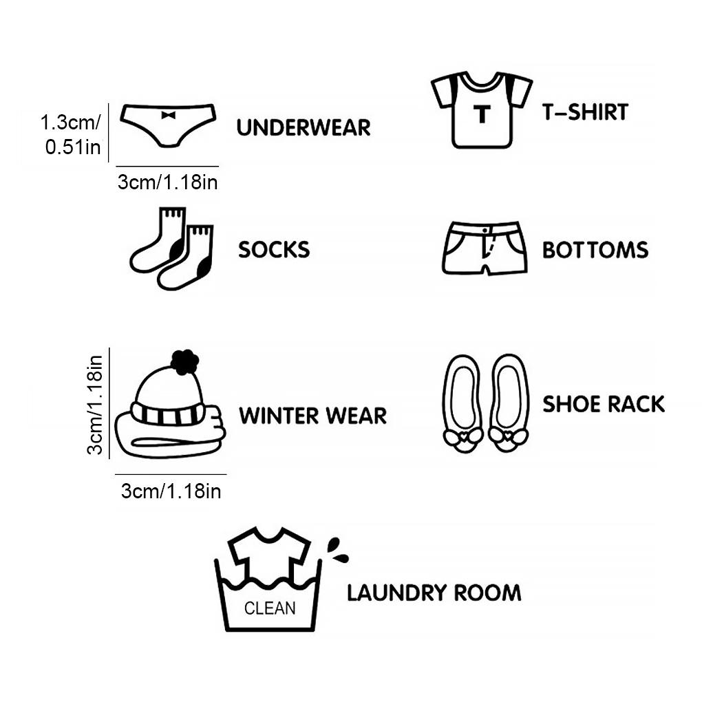 Wardrobe Sticker Removable DIY Self Adhesive Closet Decal Underwear Classification 7 Pictures Clothes Label Tile Furniture