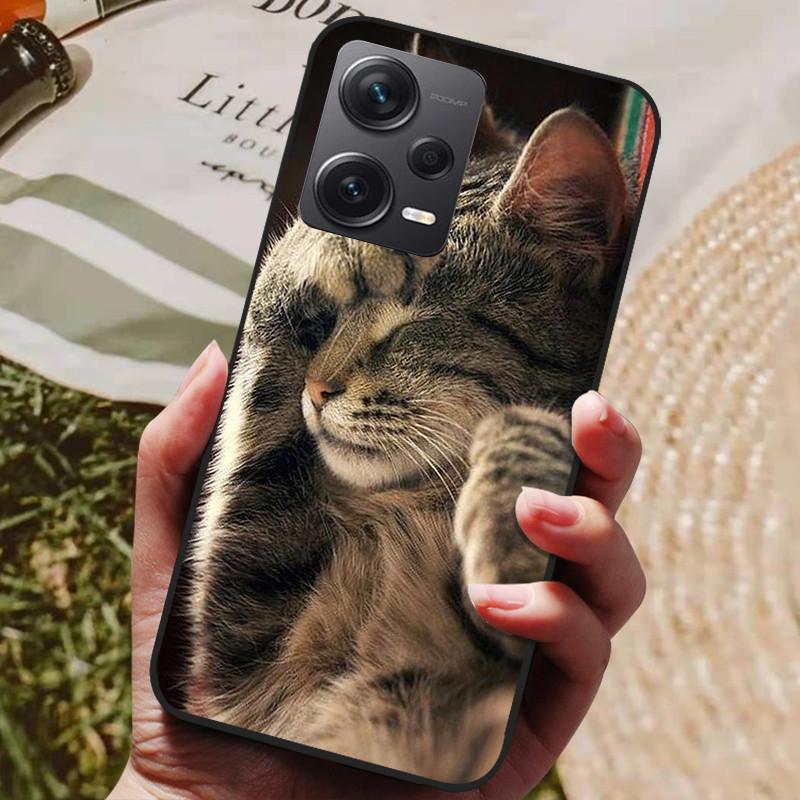 For Redmi Note 12 Pro 5G Case Note12 Covers Soft TPU Black Silicone Cover for Xiaomi Redmi Note 12 Pro+ 5G Plus Cartoon Painted