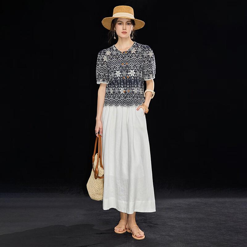 Wudao French Retro Embroidered Cotton Blouse