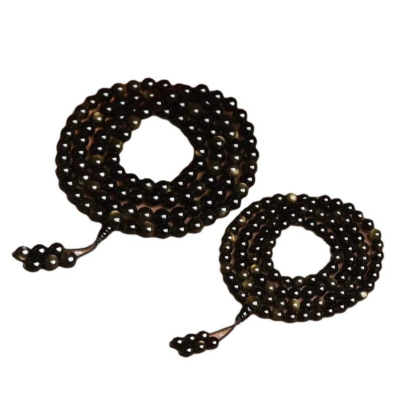 Natural gold obsidian108Buddhist bead bracelet for men, prayer beads for women, obsidian bracelet for men, women's accessories, men's style