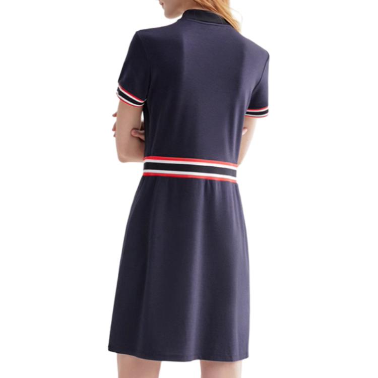 Fila Sports Lifestyle Series Fashion Casual Polo Neck Loose Short Sleeve Dress Women Dresses Legendary-Blue F51W321310FNV