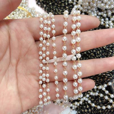1meter 3-8mm Black Imitation Pearl Beaded Chain DIY Copper Necklace Chains Accessories for Jewelry Making Components Handmade