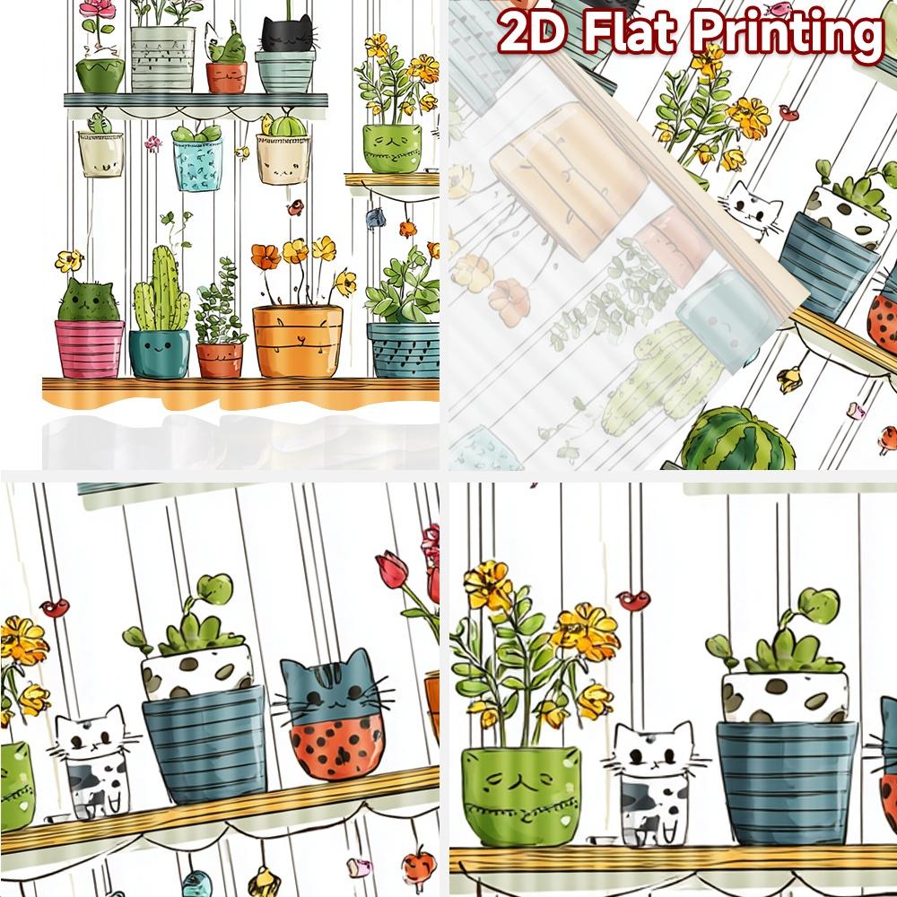2pcs, 2D FLAT PRINTING Curtains (Without Rod) Floral Shelf Display Halloween Festival Popular Curtains&Drapes Polyester Easy