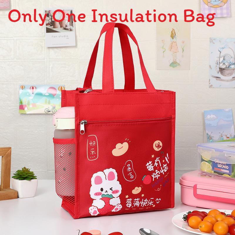 

Cartoon Canvas Lunch Bag With Material For Kids School Snack Organizer Style A