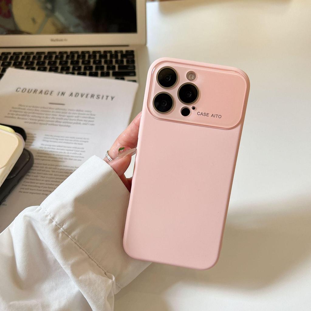 IPhone 17 Pro Max Case: Apple 16 Large Window Imitation Liquid Silicone, Anti-Fall, with 15 Lens Film for Women