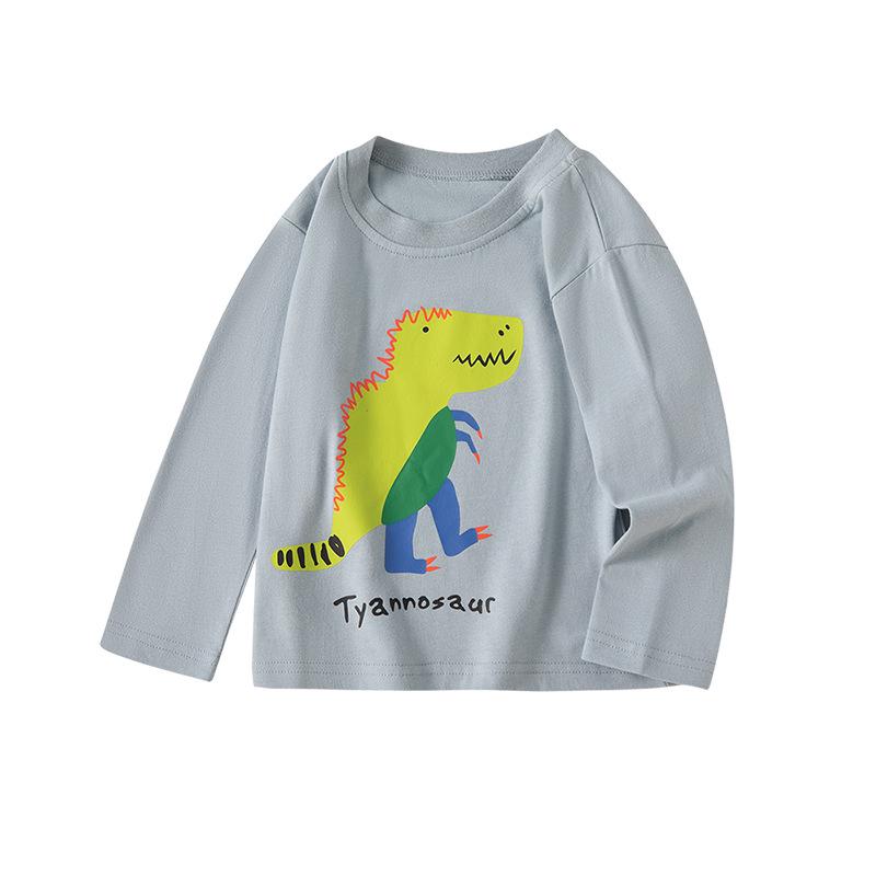 Boys' Dinosaur Pattern Long-sleeved T-shirt - Trendy Base Layer for Kids