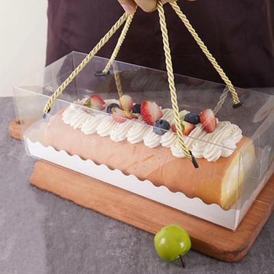 10 Stück Tragbare Transparente Kuchen-Biskuitrollen-Boxen PET-Verpackung Dessertbehälter
