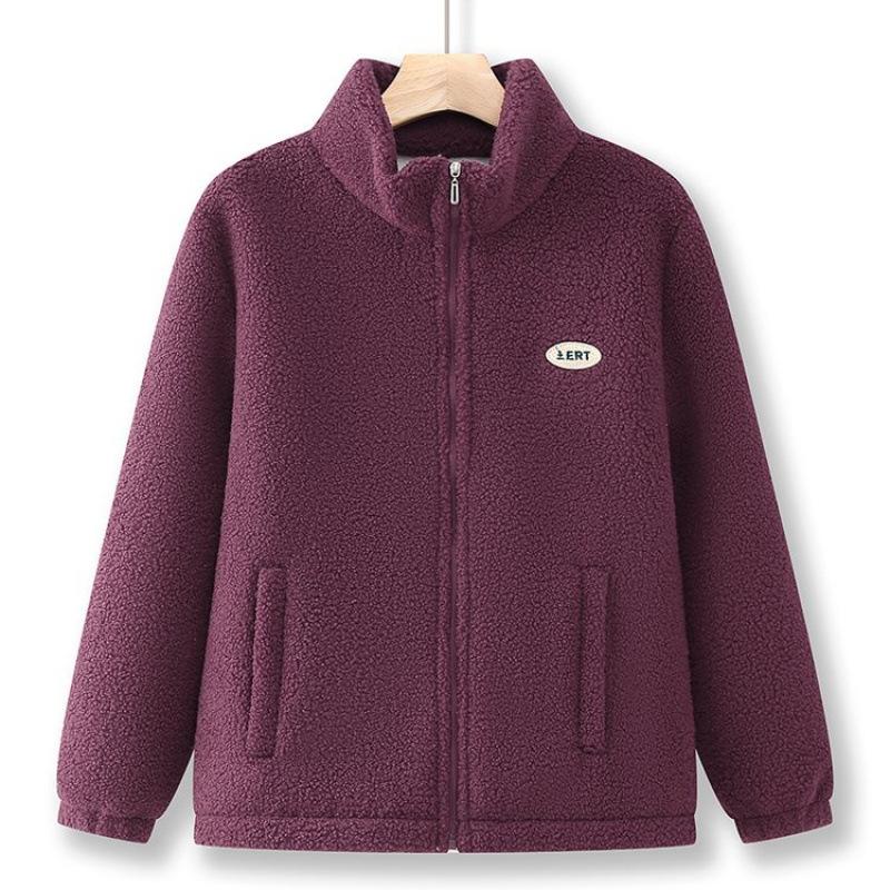 

Autumn and Winter Lamb Fleece Jacket, Winter Plus Velvet Thick Warm Cotton Coat, Large Size Mother Lamb Fleece Loose L фиолетовый