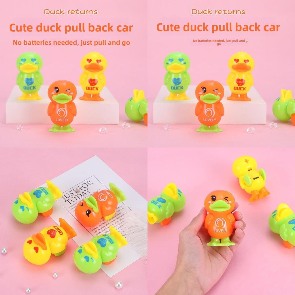 Cartoon Mini Plastic Duck Toy With Rolly Function Kids Interactive Play Car