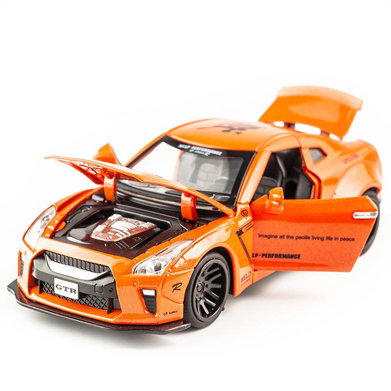 1/32 NISSAN GTR Race Legering Bilmodell Diecasts og leketøy Kjøretøy Lekebiler Gratis frakt Barneleker for barn Gaver Gutteleke