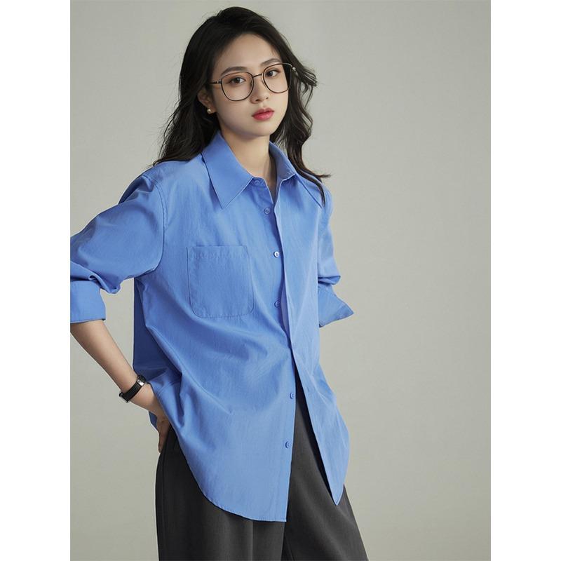 French Professional Hard Work, Slightly Loose Silhouette Long-sleeved Shirt, Women's Spring and Autumn Stacked Wear, Bottom Shirt, Lazy Top