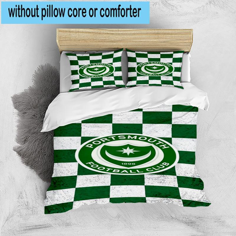 3pcs Portsmouth F.C Printed Bedding Set Duvet Cover Closure Includes 1 Duvet Cover & 2 Pillowcases Bedding Sets Home Decor Gifts