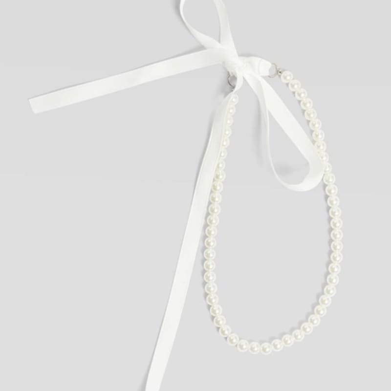 Hish Hish Pearl Ribbon Tie - Ivory