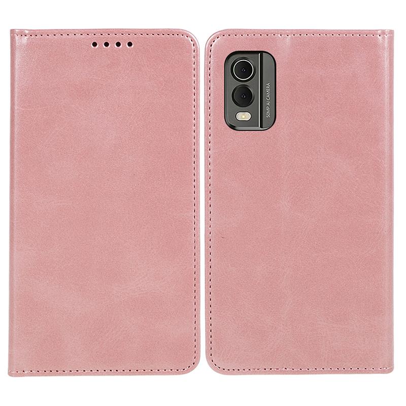 PU Leather Phone Case for Nokia C32 Calf Texture Magnetic Closing Flip Stand Wallet Cover