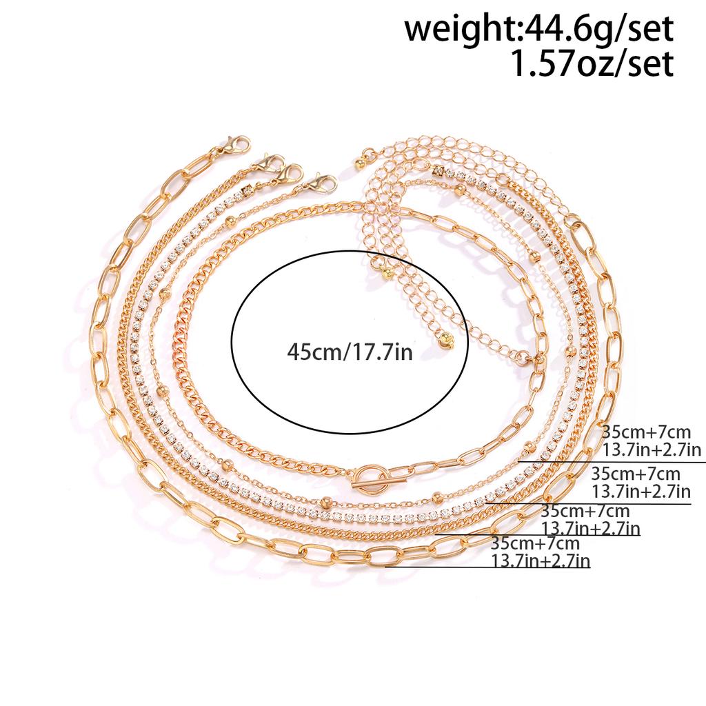 Salircon Boheemse Meervoudige Metalen Ketting Sleutelbeen Ketting Trend Exquise Strass Choker Klassieke Casual Sieraden voor Vrouwen