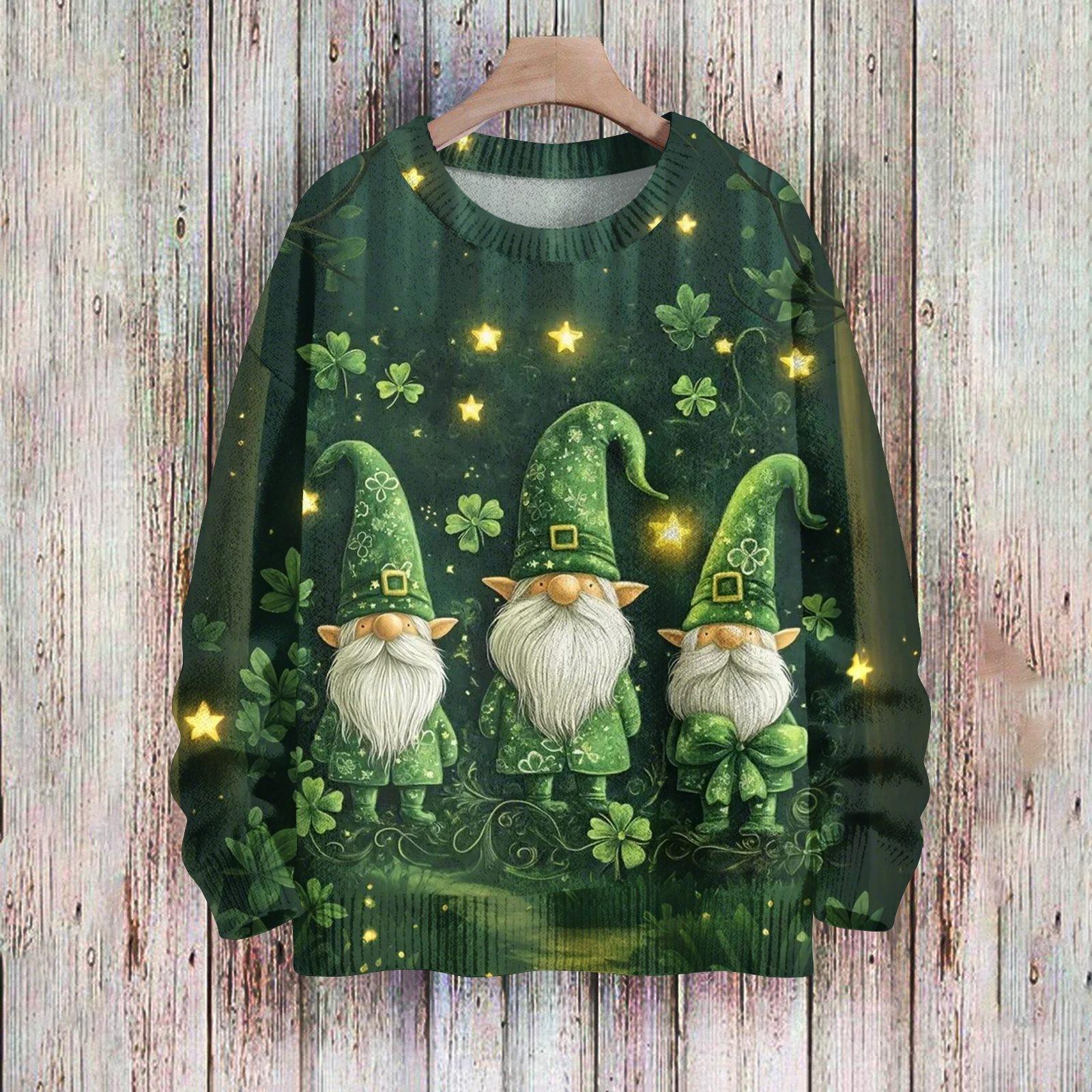 

улица. Свитшоты ко Дню Святого Патрика для детей, вязаные свитера для мальчиков и девочек, симпатичные рубашки, осенние свитера с круглым вырезом 130