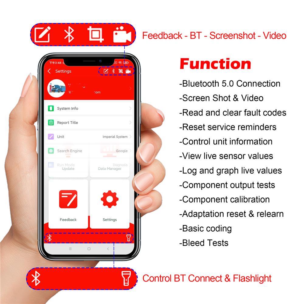Bluetooth App OBDII Diagnostic Tool for BMW Motorcycle with OBD2 10pin Connector