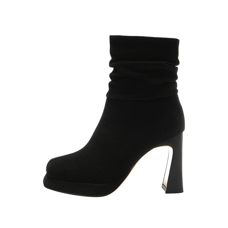 

Квадратный носок толстый каблук короткие ботинки осень и зима темперамент удобные женские ботинки крутые пикантные водонепроницаемые ботинки на платформе ботинки-чулки 39