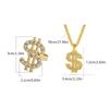 2-teiliges Hip-Hop Schmuckset Dollarzeichen Anhänger Halskette und Fingerringe 80er/90er Outfits Coole Rapper Accessoires Unisex