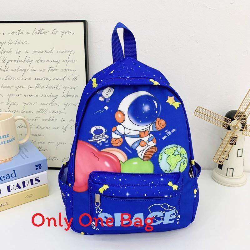 

Spider Man Astronaut Letters Prints Kids Cartoon Backpack With Breathable Nylon For Kindergarten Students Blue Astronaut