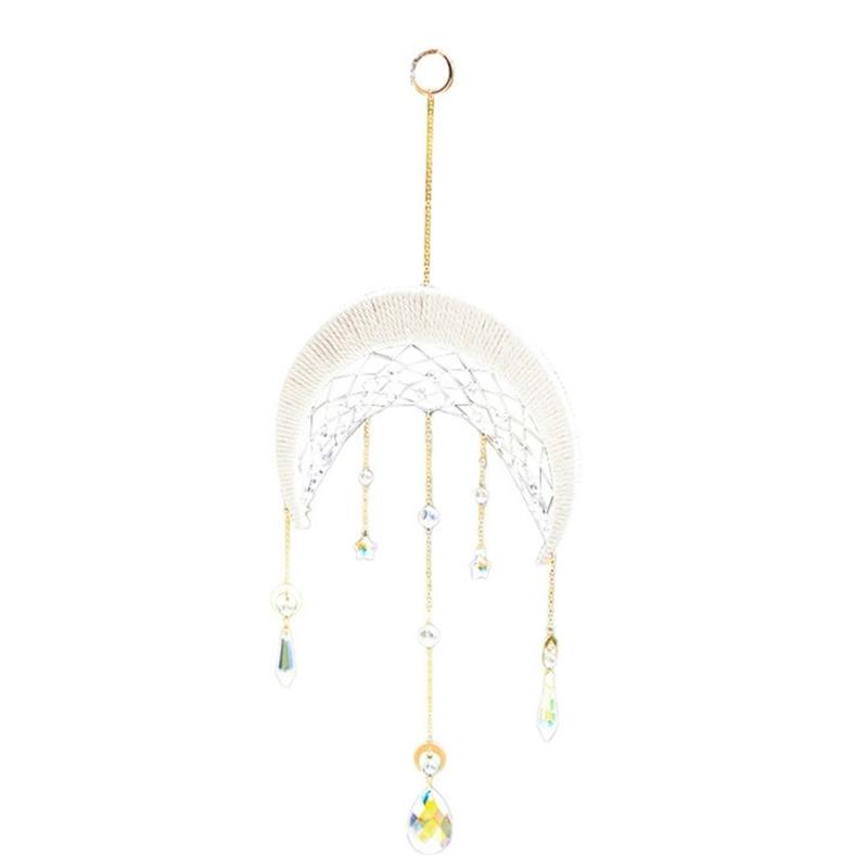 

Unique Dream Catcher Hangings Decoration with Natural Stone Moon Shape Decors Festival Gift for Girls Kids Family