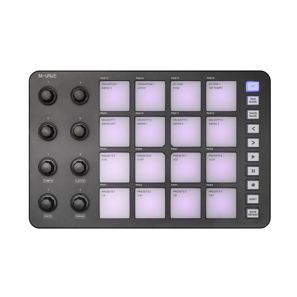 RGB Backlit MIDI Controller Drum Pads with Mixer and Rhythm Keyboard