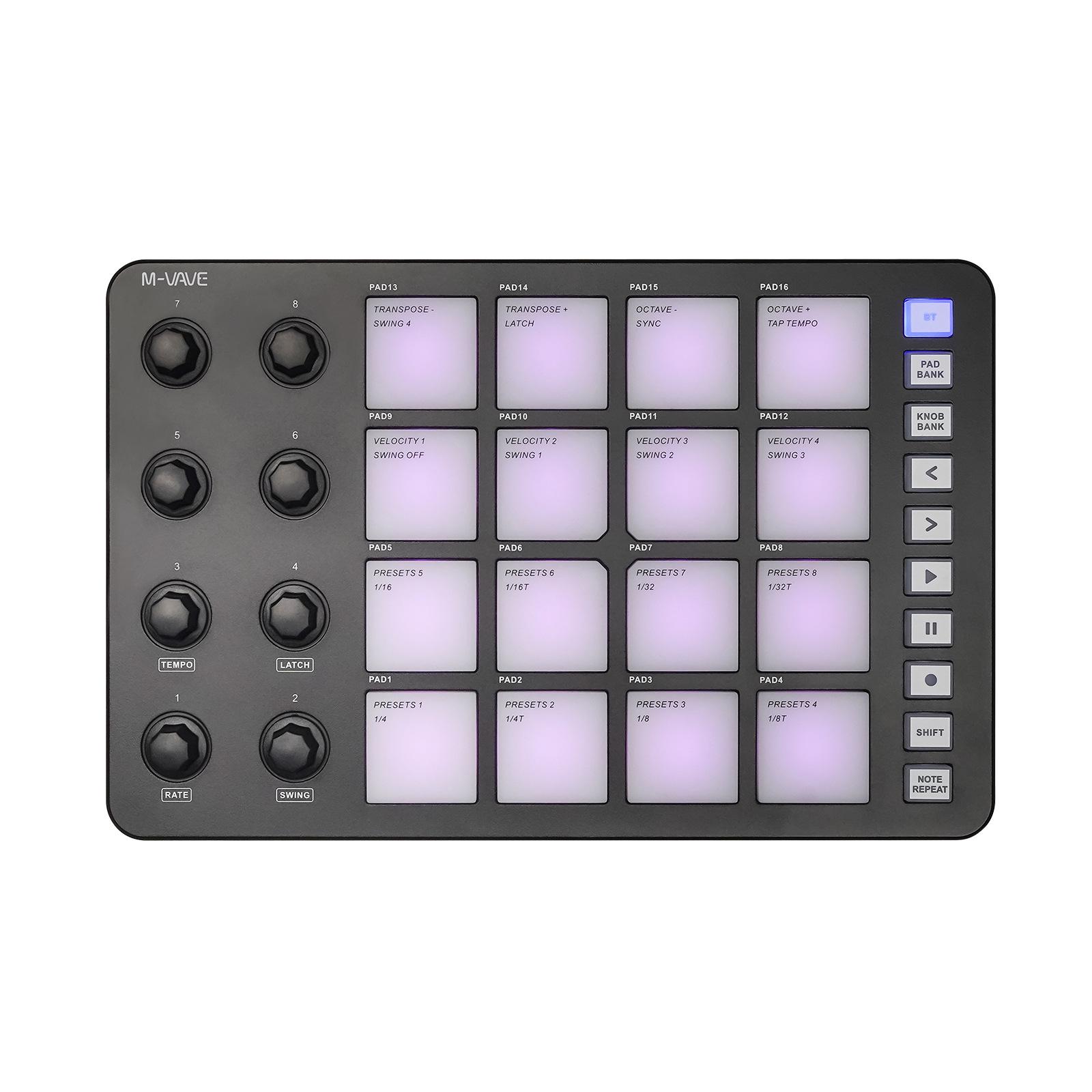

RGB Backlit MIDI Controller Drum Pads with Mixer and Rhythm Keyboard