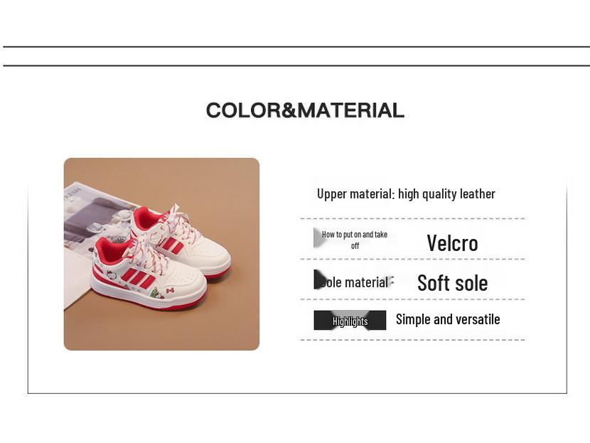 2026 Spring Kids' Low-Top Leather Sports Shoes - Non-Slip Soft Sole, Lightweight Design for Boys & Girls