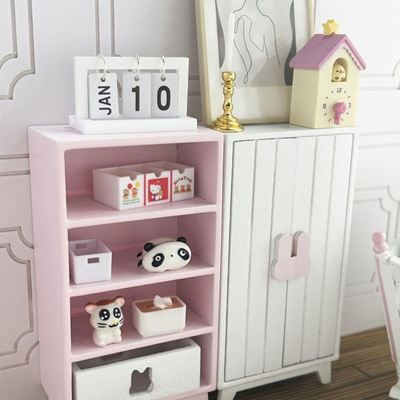 1:12 Dollhouse Miniature Wardrobe Storage Cabinet Multi-Layer Lockers Model Furniture Decor Toy Doll House Accessories