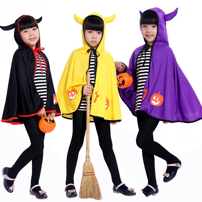 Halloween Children's Dance Show Costume Horn Cloak Demon Shawl Cape