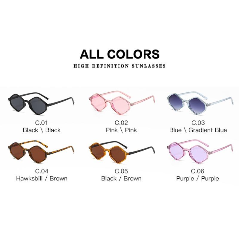 Sunglasses For Women Rhombus Clear Blue Sun Glasses Irregular Vintage Small Frame Goggle Uv400 Ladies
