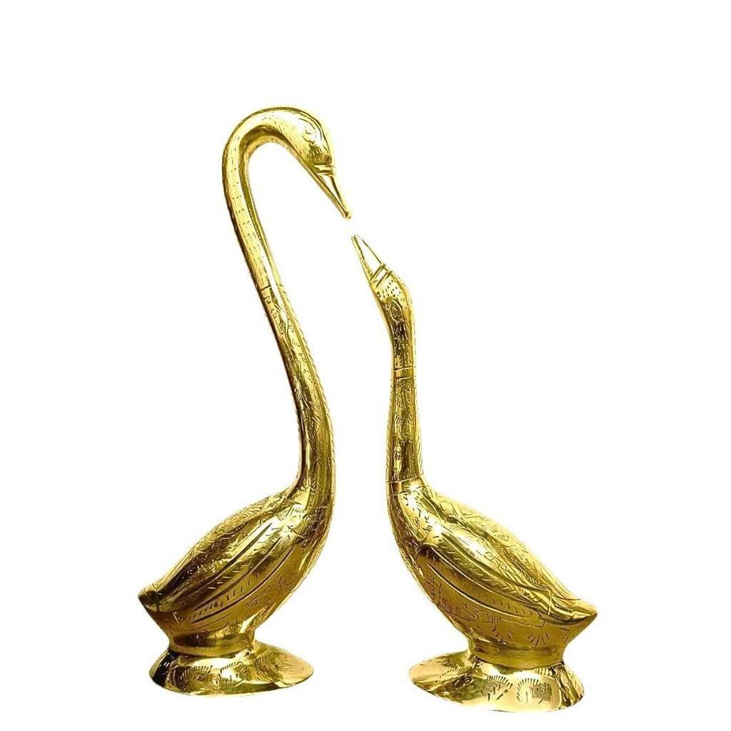 Brass Swan Pair Statue | Height-28 Cm Aprrox. | Vastu Idol for Home and Office | Zonal Placement-SW |