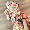 Summer Women's Beach Pants Loose Wide-Leg Pant Female Seaside Leisure High Waist Cropped Pant Straight Floral Trousers