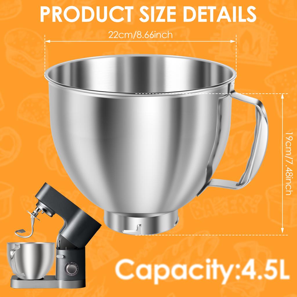 Stainless Steel Mix Bowl Large Capacity Reliable Mixing Bowl with Handle Replacement Solid Easy to Use Mixing Bucket for Blender