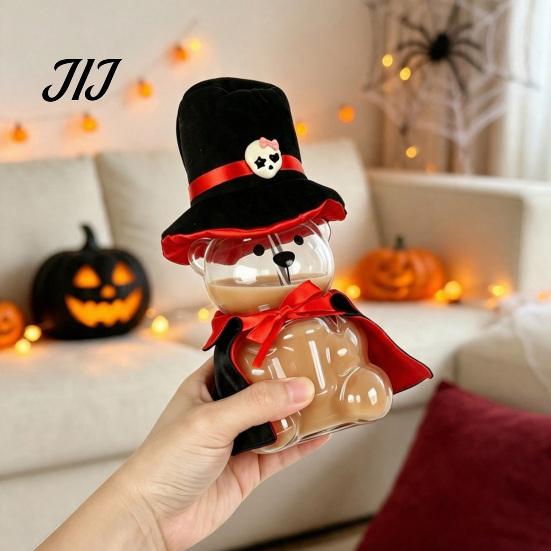 Decorative Glassware for Home Decor 20oz Bear Straw Cup, Cute Bears Glass Cup with Straw, Reusable Novelty Gift Christmas And Halloween Tumbler