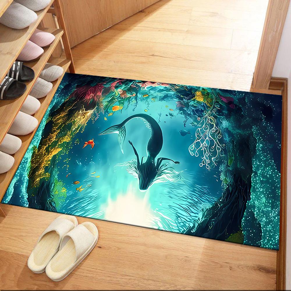 Mermaid's Underwater Adventure Floor Mats for Living Room, Bedroom and Room Decoration Are Suitable for Gifts.