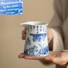 Jingdezhen Glazed Color Blue And White Tea Pitcher Handmade Lotus Japanese Cha Hai Tea Infuser Justice Cup Tea Craft Accessories