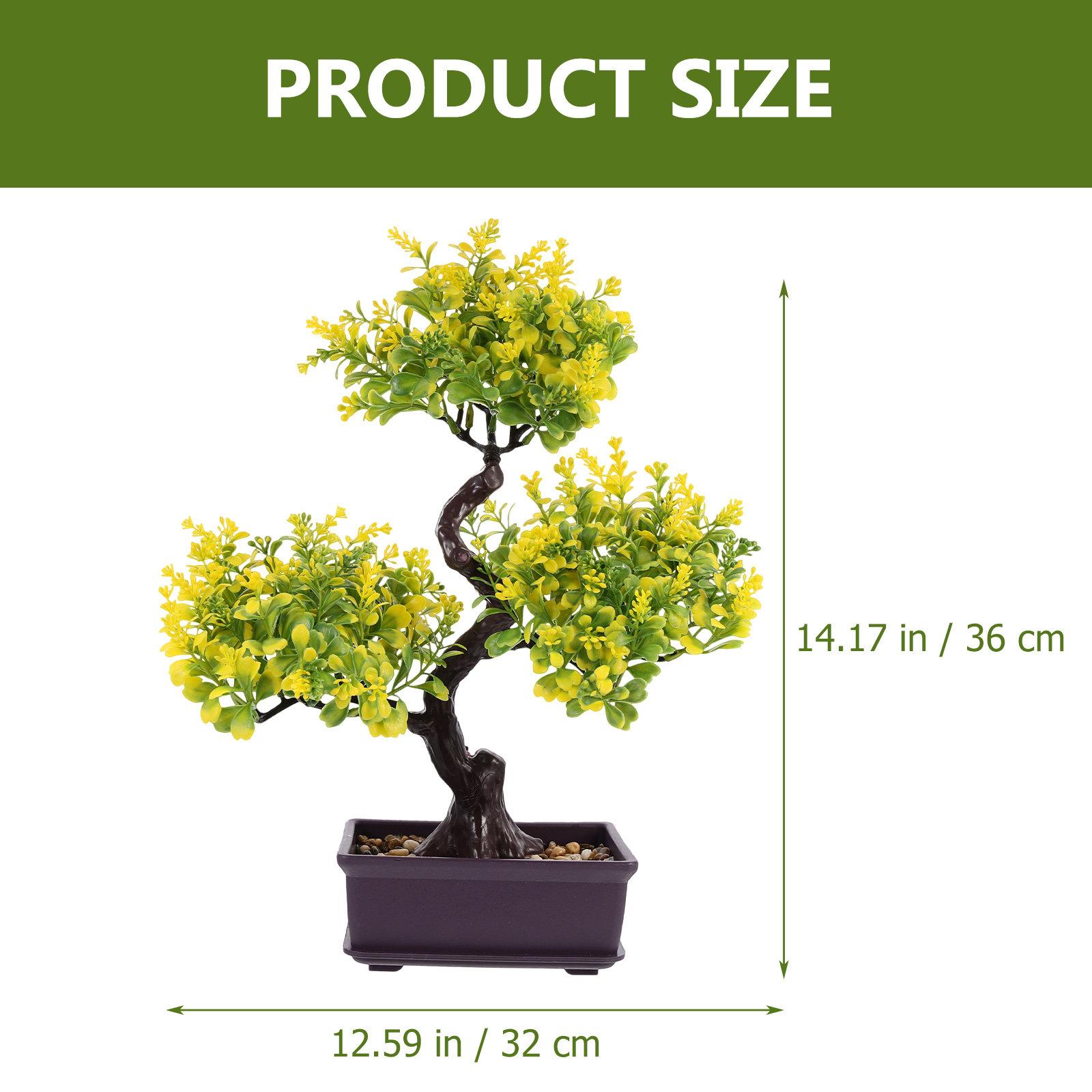 

Artificial Bonsai Simulation Plastic Potted Plant Fake Green Plant Decor for Living Room Kitchen Office Desktop Use жовтий