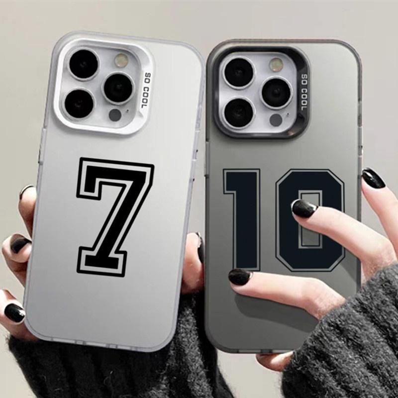 Phone Case For iPhone 16 15 14 Pro Max 11 12 13 Pro 7 8 Plus SE  X XS Lucky Numbers Football Electroplate Shockproof Cover