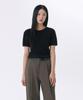 Woman Women'S Mini Boucle Ribbed Short Sleeve Knit [Black]