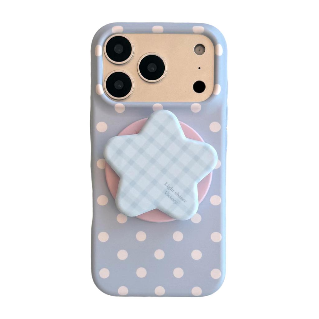 Star Magnetic Suction Bracket Is Suitable for Apple 17promax Soft Film Iphone16 Mobile Phone Case 15 Contrasting Color Polka Dot 13