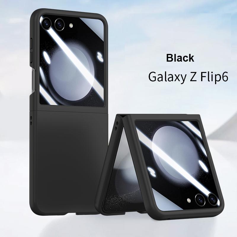 Etui Skin Feel do Samsung Galaxy Z Flip 6 5 5G Flip5 Flip6 Mały ekran z folią zabezpieczającą 2-częściowy zestaw Pokrowiec odporny na wstrząsy