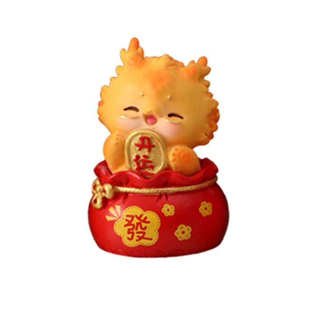 Waterproof Zodiac Dragon Ornaments Dragon Design Resin Dragon Miniatures Wear-resistant Cartoon Dragon Year Lucky Ornaments