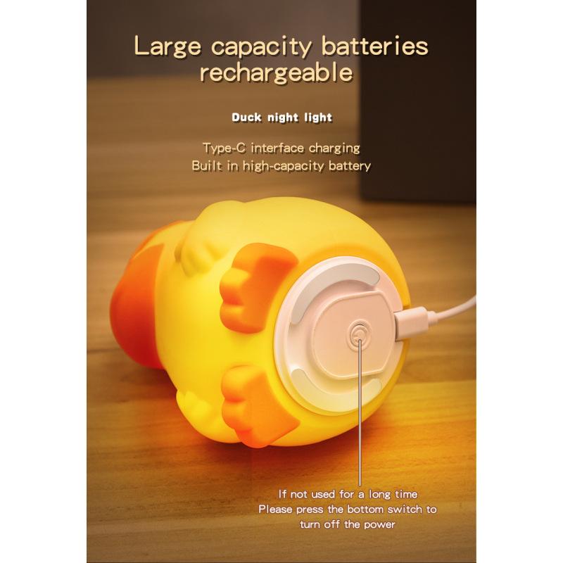 Silicone Cute Duck Pat Light Induction Night Light USB Charging Ornament Ambient Lighting Night Light