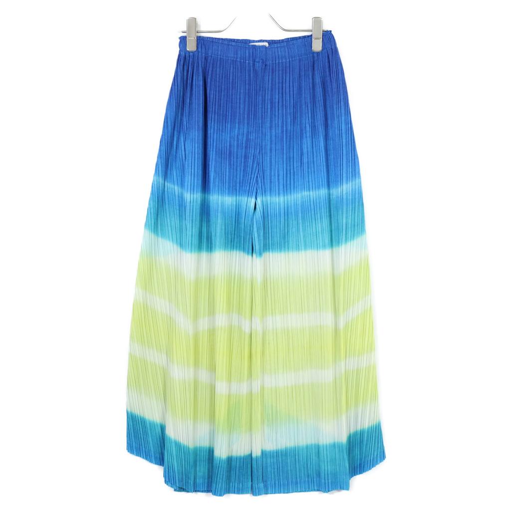 PLEATS PLEASE PP73-JF764 17AW Blue x Yellow All-Over Print Wide Pants Bottoms 3 Blue x yellowUsed