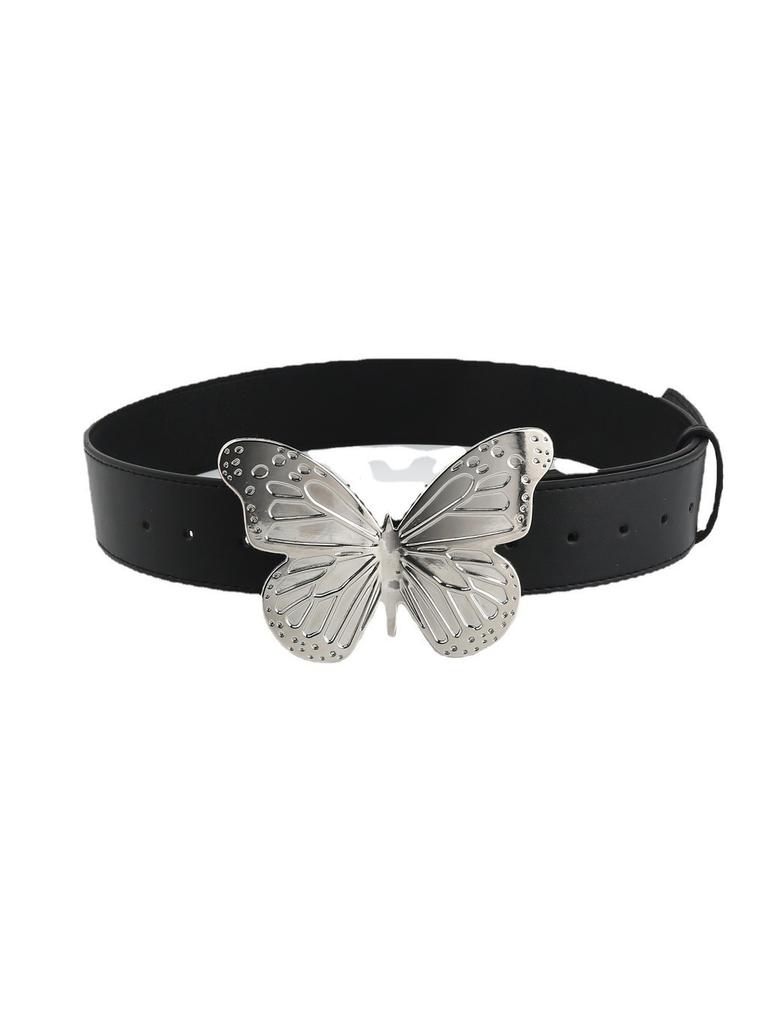 2023 Spring Season European And American Women's Belt Retro Pink Waistband With Alloy Butterfly Buckle