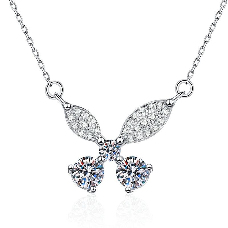 Sparkling Real  Carat D Color Moissanite Butterfly Pendant Necklaces for Women Silver Wedding Fine Jewelry Accessories