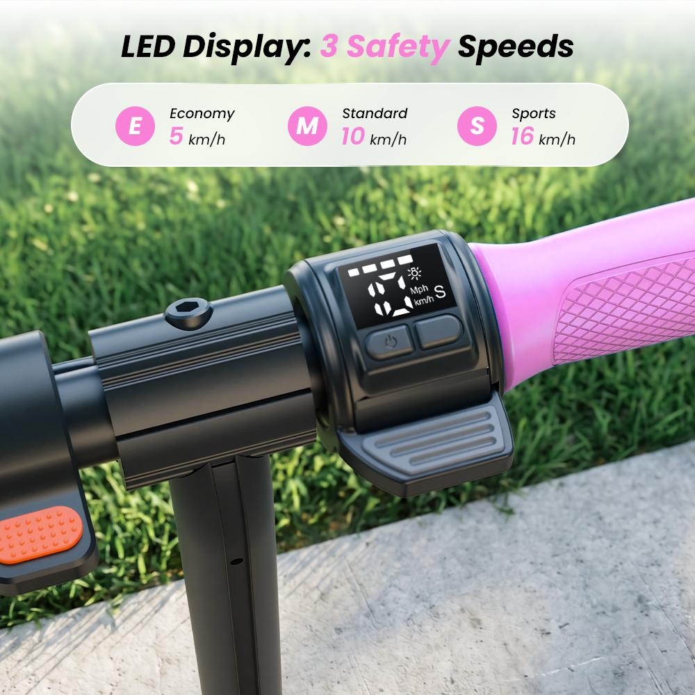 K4 Kinder Elektroroller 130W 2,6Ah 6'' Räder Bluetooth Lautsprecher Faltbar & Höhenverstellbar 3 Geschwindigkeiten 7-8KM Reichweite Elektroroller für Kinder