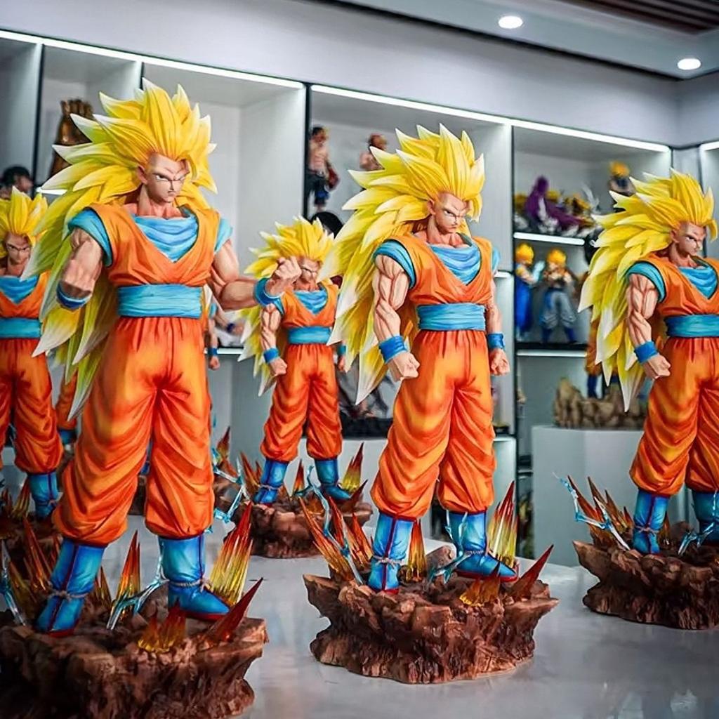 ZWandJT Studio Dragon BallZ Super Saiyan 3 Goku Form SSj3 Broly 13.77Inch/35cm Can be Glowing move PVC Both hands Figure Playthings Gift