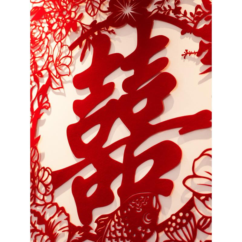 Honeymoon Courtyard & Staircase Wall Decor Set: Double Happiness Wedding Gift for Bride & Groom.